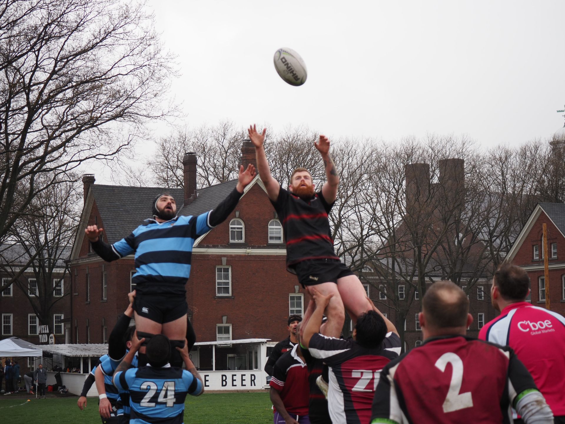 Rugby lineout action