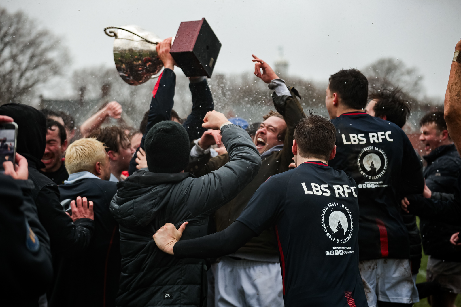 Rugby trophy celebration